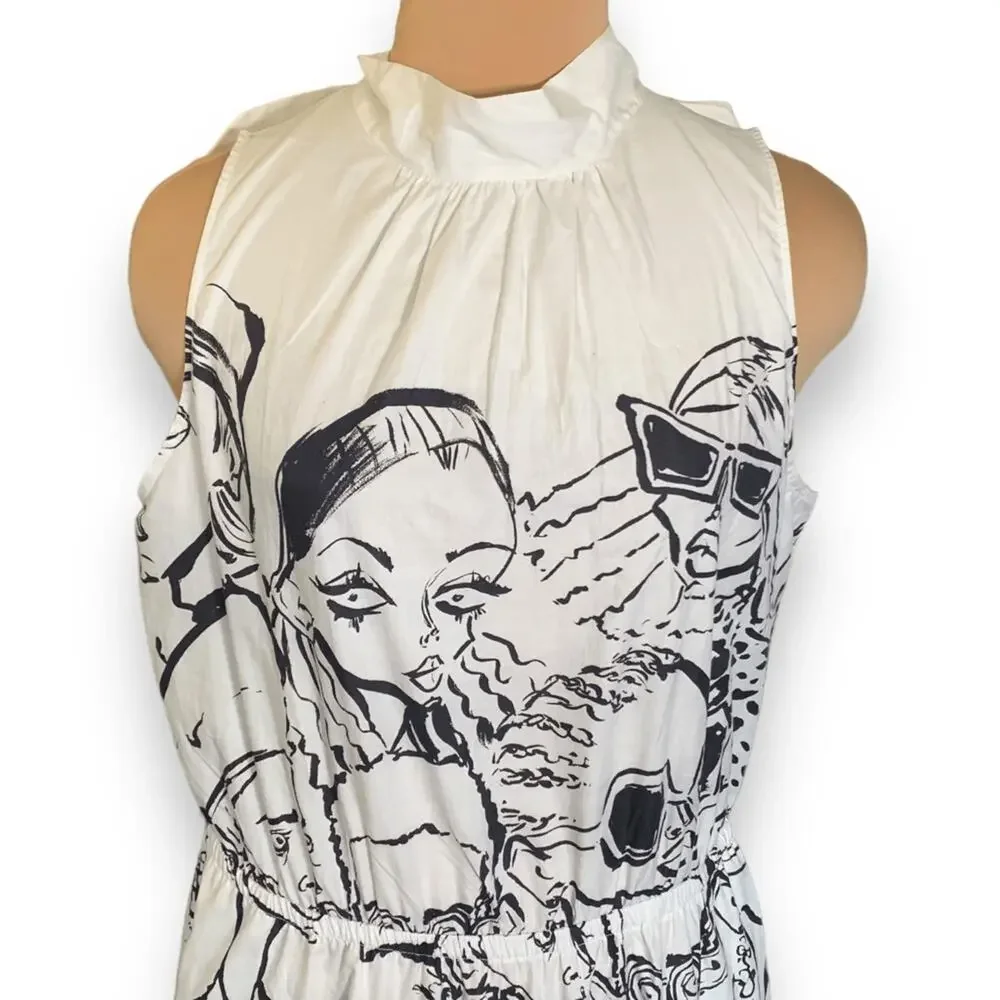The Kit Jia Dress JLR Sketchbook White Ruffled Maxi Cutout Bow Detail Back Faces